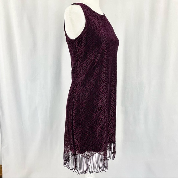 Vintage DBYLtd 20’s Short Sleeve Flapper Gatsby Mini Fringe Dress M Purple Black - Picture 10 of 12
